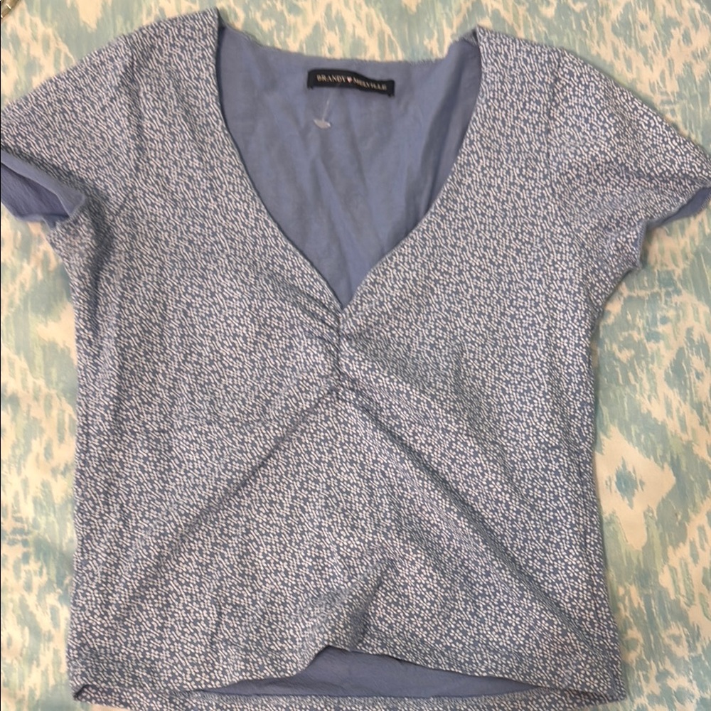 Brandy Melville Blue Tie Front Crop Top
